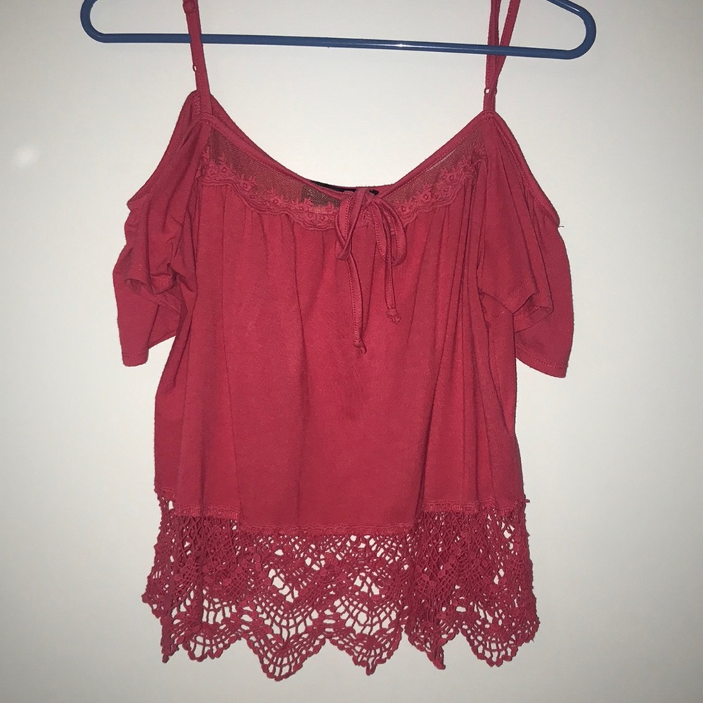 Off the shoulder pink lace top